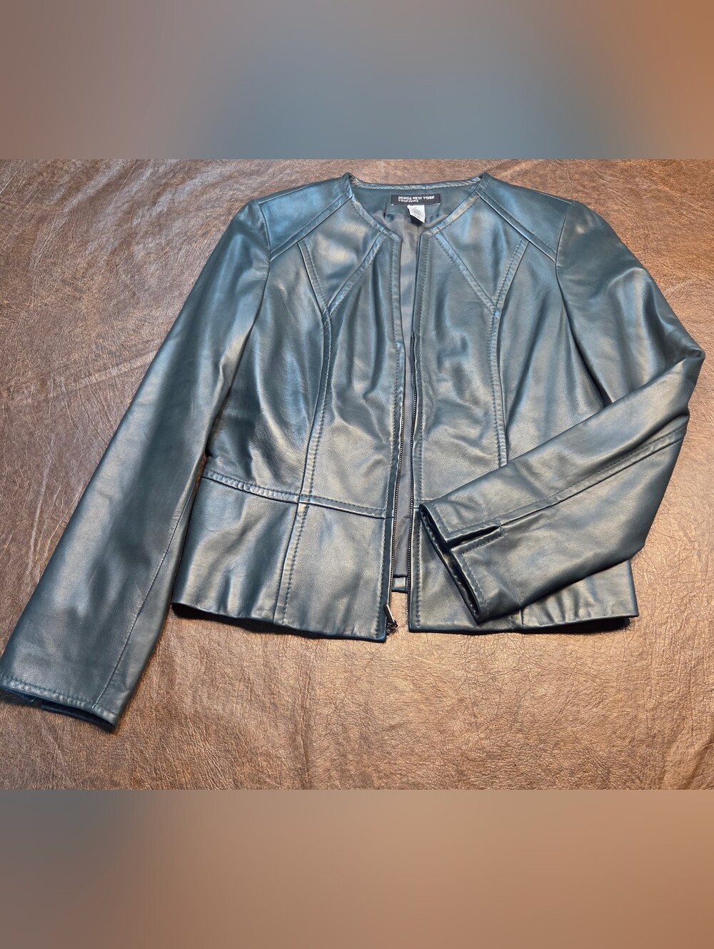 Women's Zip Up Emerald Green Leather Jacket